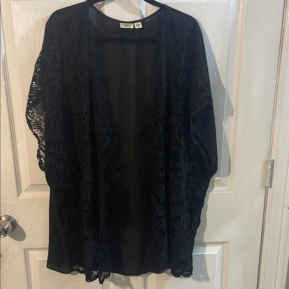 Cato Tops - Cato Black Sheer Lace Cardigan